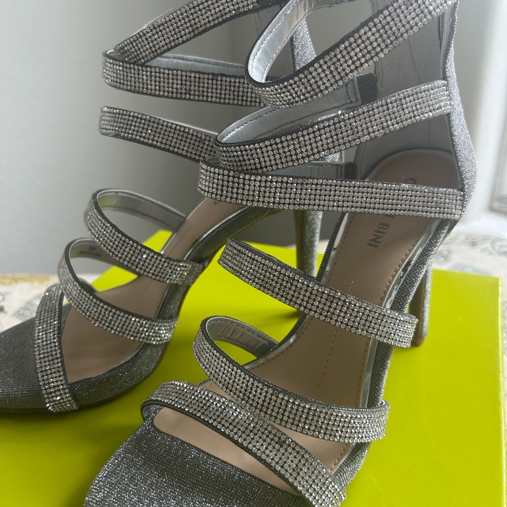 Gianni Bini Sparkling Silver Strappy Heels